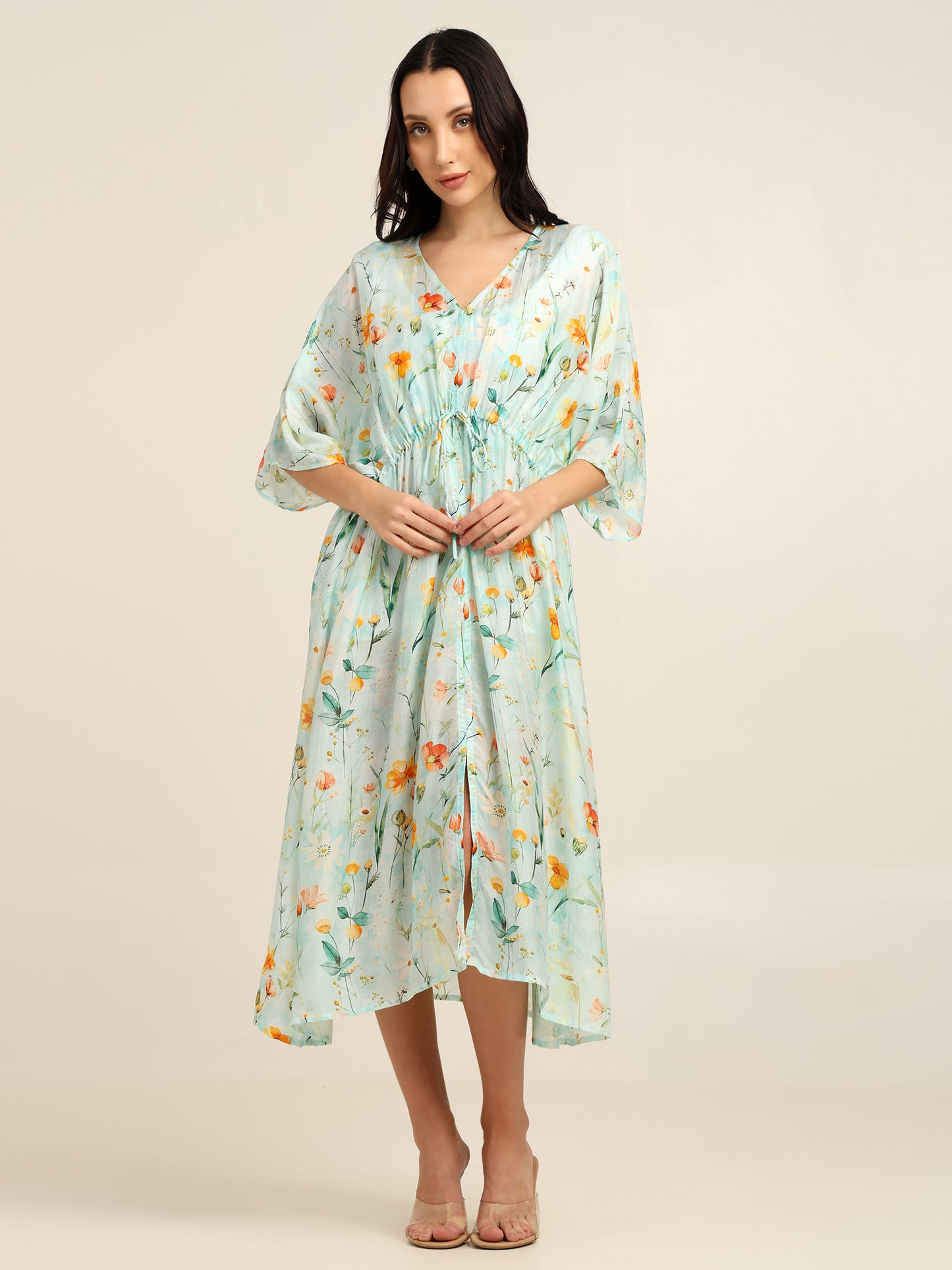 Mint Bloom V-neck Dress