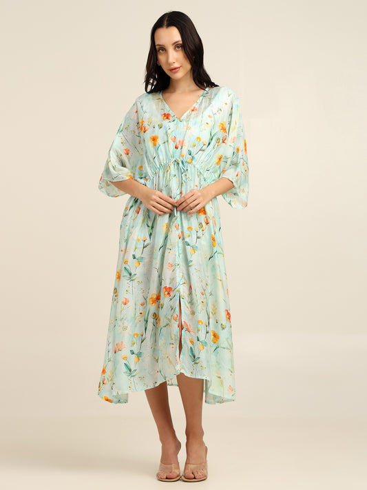 Mint Bloom V-neck Dress
