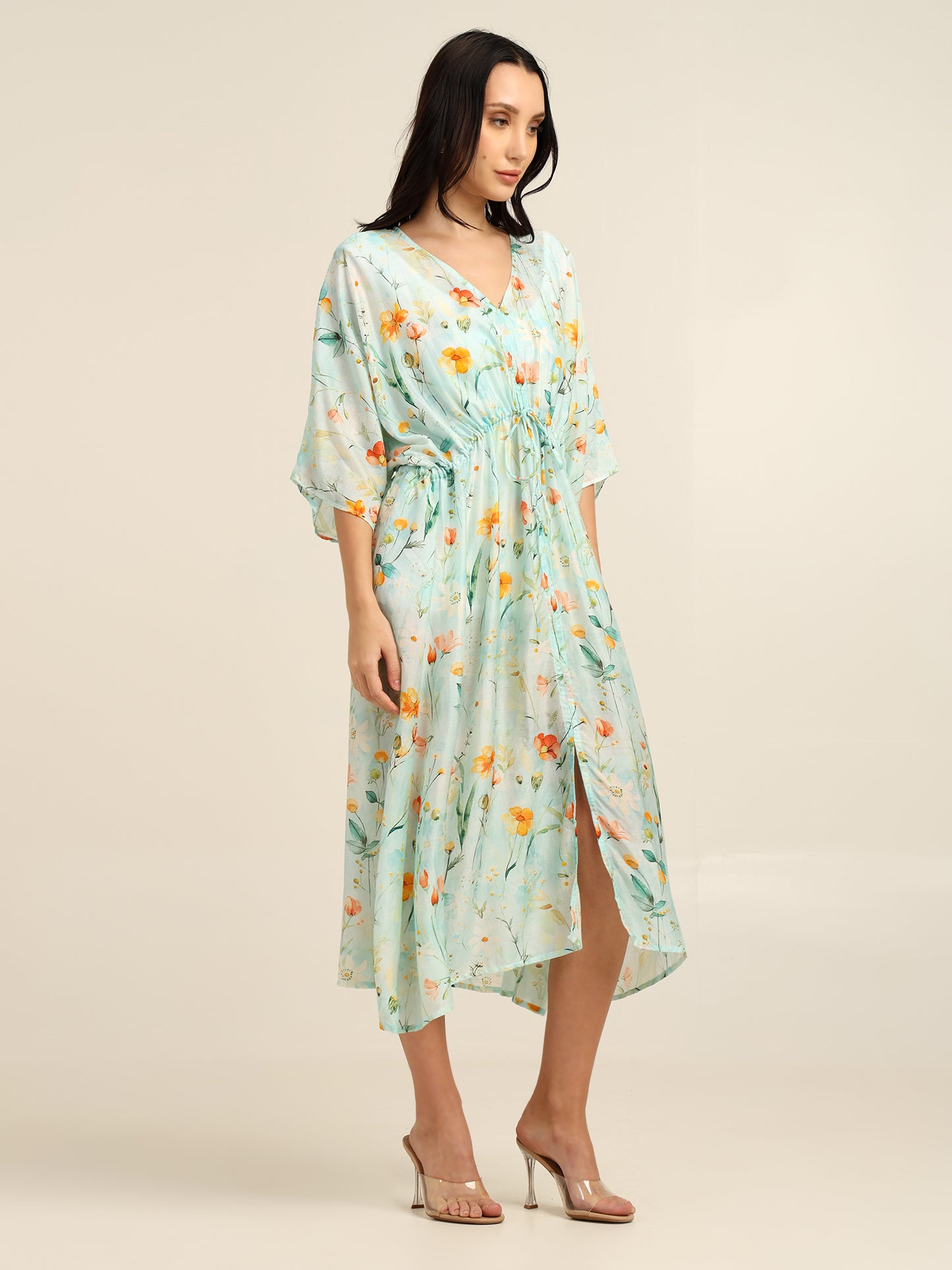 Mint Bloom V-neck Dress