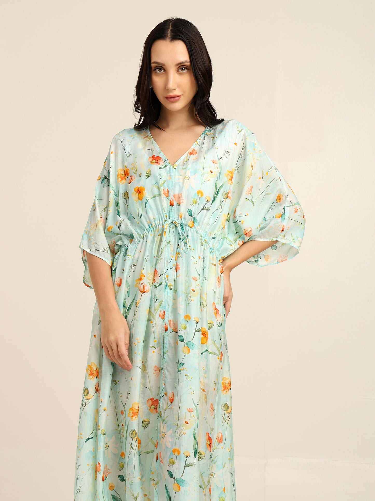 Mint Bloom V-neck Dress