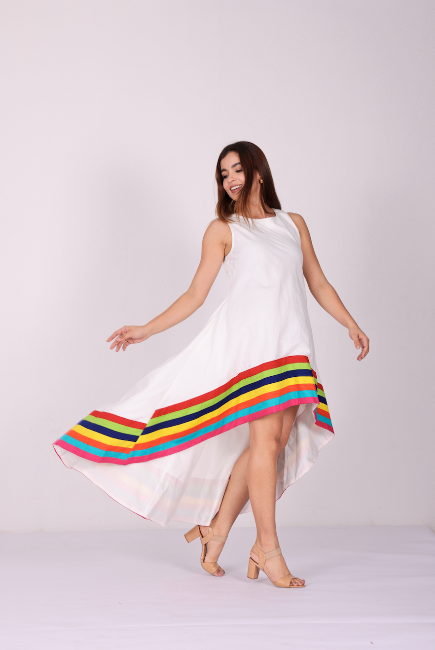 Prism Luxe High-Low Linen Dress
