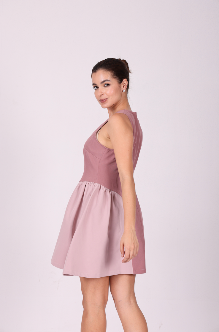 Rosé Bloom Dual-Tone Dress