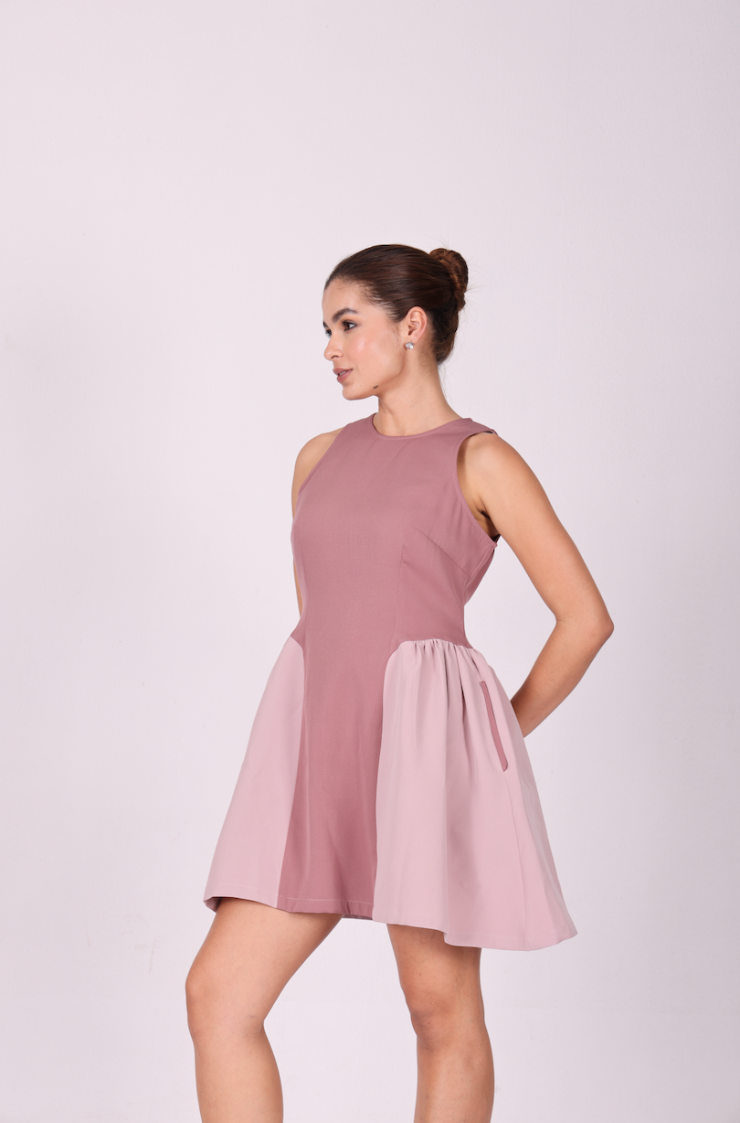 Rosé Bloom Dual-Tone Dress