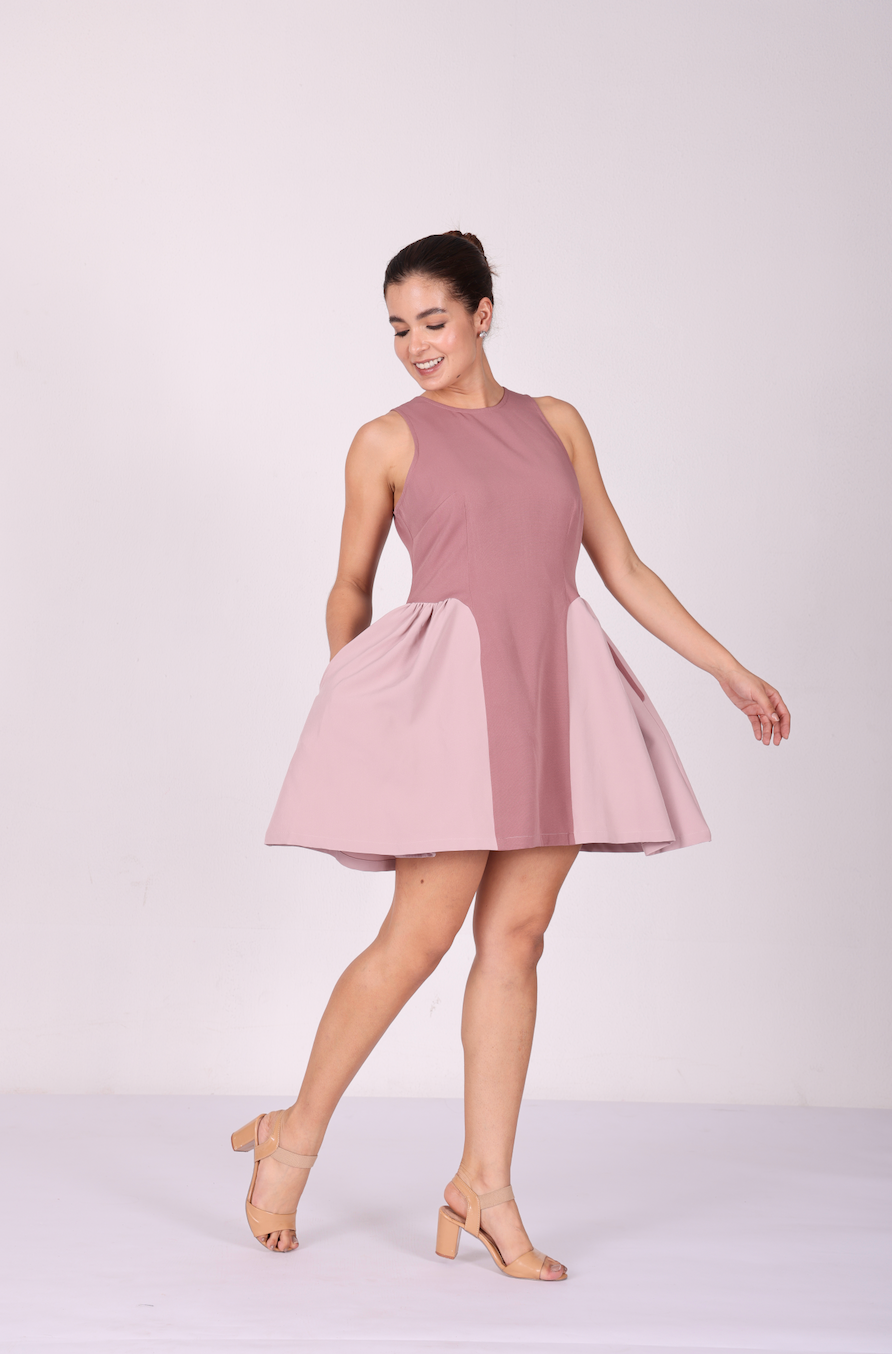 Rosé Bloom Dual-Tone Dress