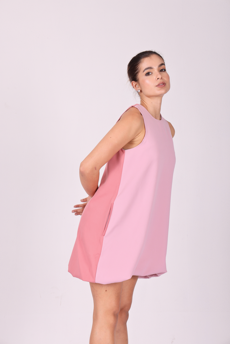 Rosette Dual-Tone Dress