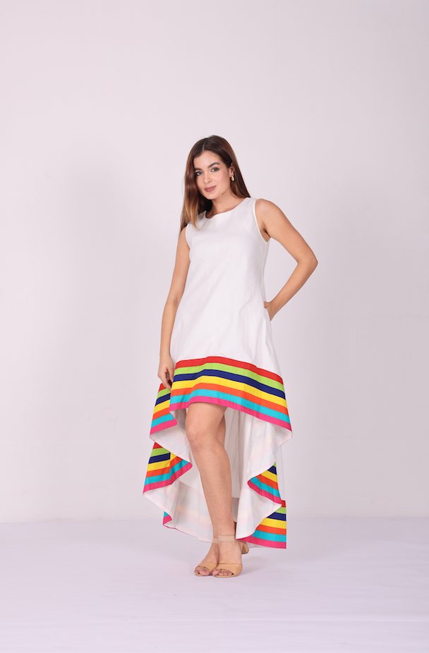 Prism Luxe High-Low Linen Dress