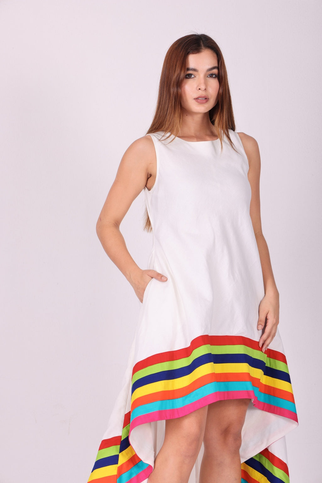 Prism Luxe High-Low Linen Dress