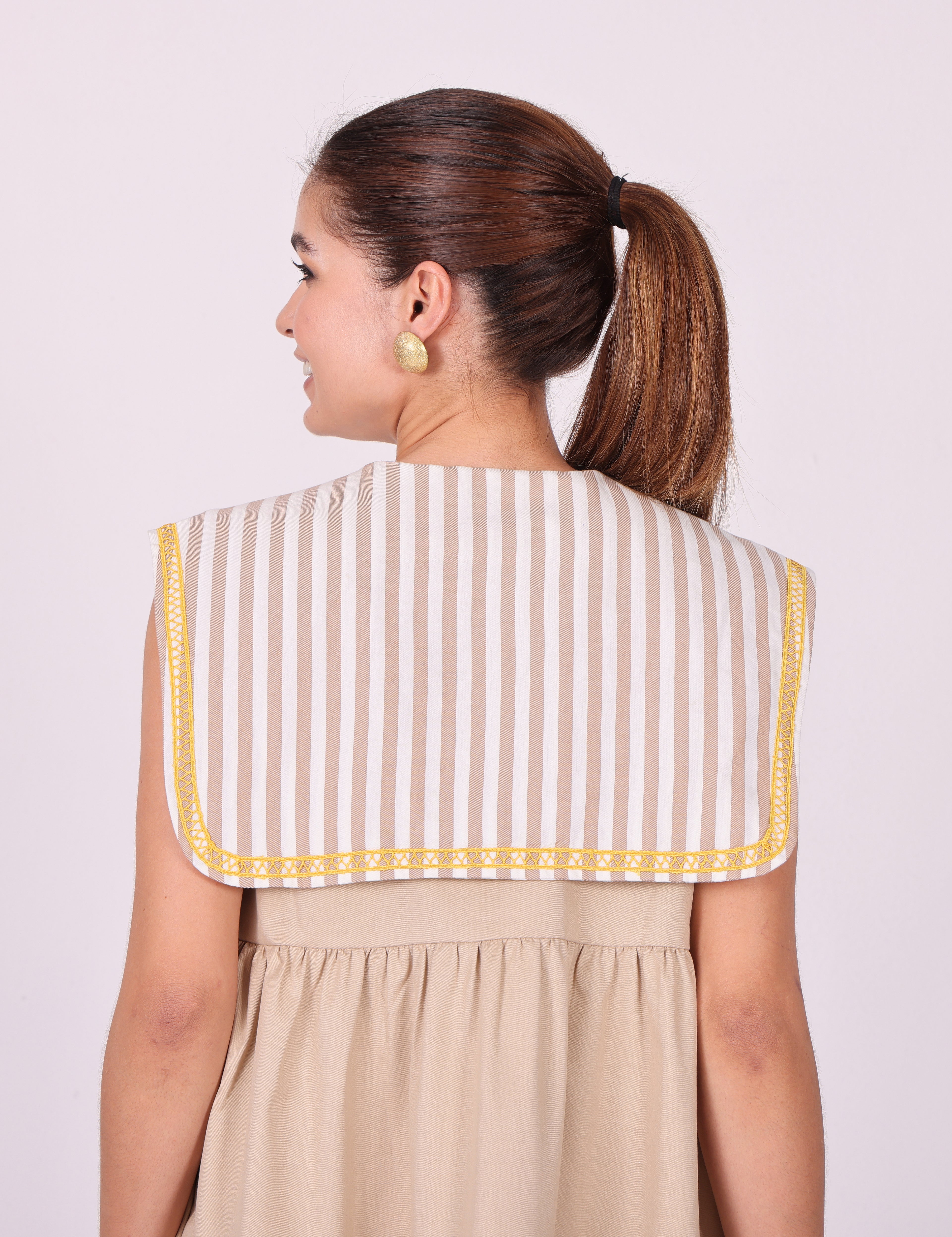 Harbour Charm Pure Cotton Twill Mini Dress – Sand Beige