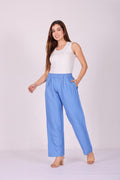 Breezy Luxe Pure Linen Wide-Leg Pants – Sky Blue