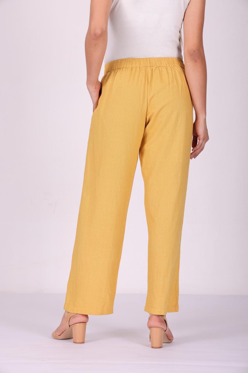 Golden Breeze Pure Linen Pants - Mustard