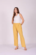 Golden Breeze Pure Linen Pants - Mustard